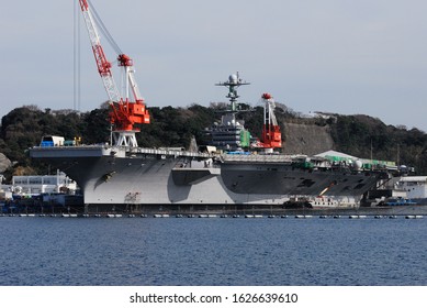 Kanagawa, Japan - February 20, 2010:United States Navy USS George Washington (CVN-73), Nimitz Class Aircraft Carrier.