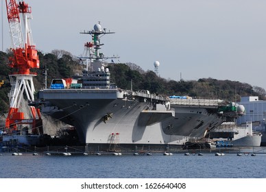 Kanagawa, Japan - February 20, 2010:United States Navy USS George Washington (CVN-73), Nimitz Class Aircraft Carrier.
