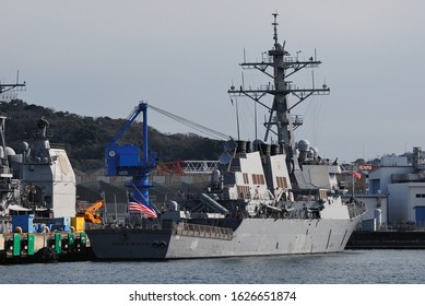 Kanagawa, Japan - February 20, 2010:United States Navy USS John S. McCain (DDG-56), Arleigh Burke-class Destroyer.