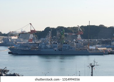 Kanagawa, Japan - October 21, 2007:United States Navy USS Fitzgerald (DDG-62), Arleigh Burke-class Destroyer.