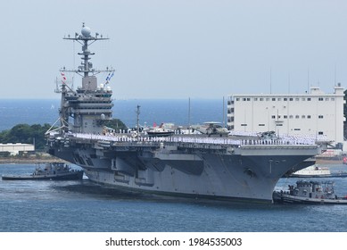 Kanagawa, Japan - September 03, 2009:United States Navy USS George Washington (CVN-73), Nimitz Class Aircraft Carrier.