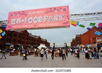 Kanagawa Prefecture Japan - Sept 14, 2019: Food Park. Yokohama Red Brick Warehouse Historical Building That Is Used As A Complex That Includes A Shopping Mall, Event Venues