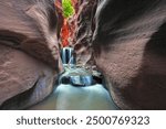 Kanarra Creek waterfall, Kanarraville, near St. George, Utah, USA