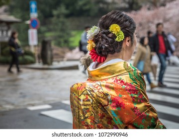 Kanazawa, Japan, April 2018 - Bride With Kimono Outfit.
