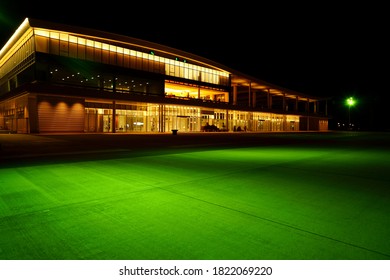 Kanazawa Port Cruise Terminal At Night With All Green Lights