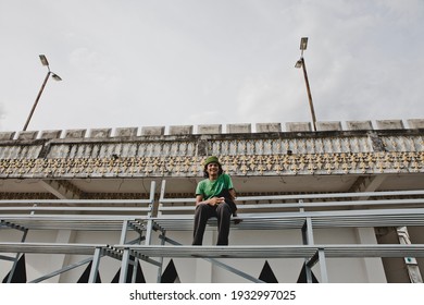 KANCHANABURI, THAILAND - JUN 1, 2018: Handsome Young Tourist, Thai Man Visitor At Art Gallery And War Museum In Kanchanaburi. Private Family Museum Established By Aran Chansiri. Travel Thailand. 