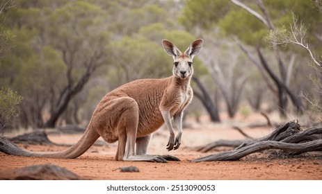 kangaroo close up in austalia outback bush country wildlife