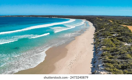 Kangaroo Island, Australia. Pennington Bay waves and coastline, aerial view from drone. - Powered by Shutterstock