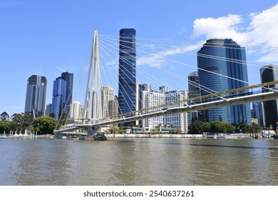 Kangaroo Point Green Bridge Brisbane an under-construction pedestrian and cyclist bridge across the Brisbane River in Brisbane, Australia. - Powered by Shutterstock