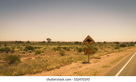 Kangaroo road sign in the outback of Australia
