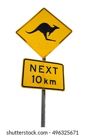 Kangaroo warning sign on the roadside
