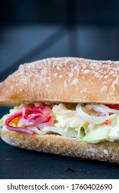 Kani Wasabi Mayo Sandwich With Chopped Cabbage And Scrambled Egg