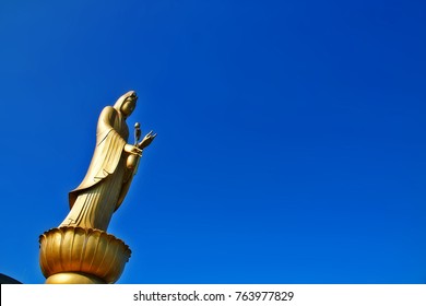 Kannon statue in town of Utazu (Utazu-cho), a town located in Ayauta District, Kagawa Prefecture, Shikoku region, Japan - Shutterstock ID 763977829