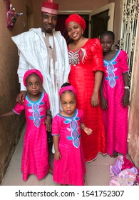 Kano, Nigeria 09-01-2017: Family Portrait  In Traditional Nigerian Attire