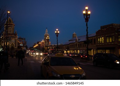 Kansas City, Missouri - January 1 2016: The Nighttime Christmas Lights In The Historic Country Club Plaza, Built In 1922.