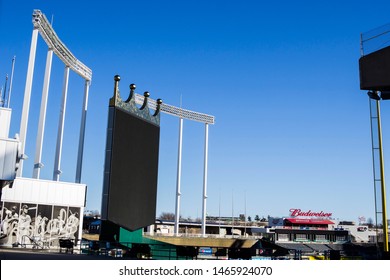 Kansas City, Missouri - January 1 2016: A look inside Kauffman Stadium, home to the Kansas City Royals baseball team, built 1973.
