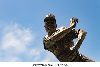Kansas city, Missouri United States- 6/26/2017 Frank White jr. Royals hall of fame second baseman bronze statue at Kauffman stadium