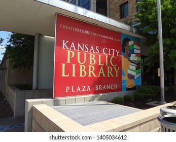 Kansas City, Missouri / USA - May 13 2019: Sign At Kansas City Public Library Plaza Branch