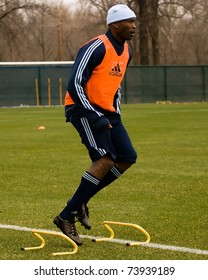 KANSAS CITY, MO - MAR 24:NFL Star Chad Ochocinco Participates In A Drill On The 2nd Day Of His Trial At The Sporting KC Training Facility In Kansas City March 24, 2011