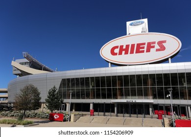 KANSAS CITY, MO, USA - SEPTEMBER 30: The exterior of Arrowhead Stadium in Kansas City, Missouri on September 30, 2017. Arrowhead Stadium is home to the Kansas City Chiefs of the NFL.