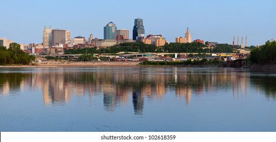Kansas City skyline panorama. Panoramic image of the Kansas City downtown district.