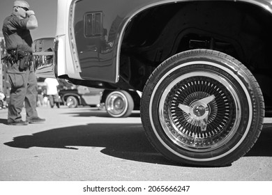 KANSAS CITY, UNITED STATES - Aug 22, 2016: An Officer Observing Car Show For Gang Activity, Kansas, United States