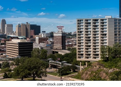 KANSAS CITY, UNITED STATES - Jul 14, 2016: An Aerial View Of The Kansas City Skyline On A Sunny Day