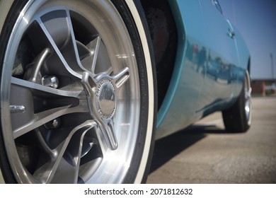 KANSAS CITY, UNITED STATES - Oct 11, 2021: A Studebaker Avanti classic car vintage wheel spinner