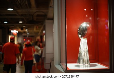 KANSAS CITY, UNITED STATES - Oct 11, 2021: The Kansas City Chiefs Arrowhead Stadium Super Bowl Trophy