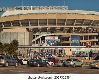 KANSAS CITY, UNITED STATES - Sep 18, 2021: The Kauffman Stadium sports complex in Kansas City, Missouri, USA