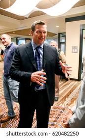 Kansas Secretary Of State Kris Kobach At The Ron Estes Election Night Victory Party In Wichita Kansas, April 11, 2017.
Photo By Mark Reinstein