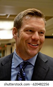 Kansas Secretary Of State Kris Kobach At The Ron Estes Election Night Victory Party In Wichita Kansas, April 11, 2017.
Photo By Mark Reinstein