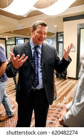 Kansas Secretary Of State Kris Kobach At The Ron Estes Election Night Victory Party In Wichita Kansas, April 11, 2017.
Photo By Mark Reinstein