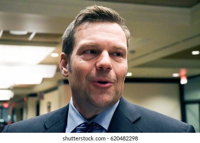 Kansas Secretary Of State Kris Kobach At The Ron Estes Election Night Victory Party In Wichita Kansas, April 11, 2017.
Photo By Mark Reinstein