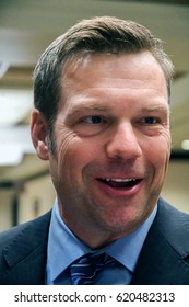 Kansas Secretary Of State Kris Kobach At The Ron Estes Election Night Victory Party In Wichita Kansas, April 11, 2017.
Photo By Mark Reinstein