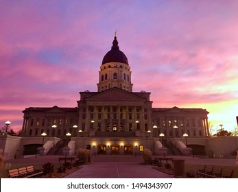 Kansas State Capitol Building at Sunset
