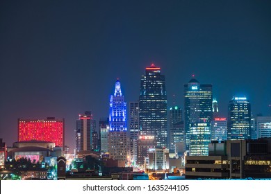 Kansas,missouri,usa.  09-15-17, Beautiful Kansas City Skyline At Night.