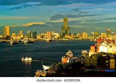 Kaohsiung Harbor Sunset Ferries Passing Through Stock Photo 651095296 ...