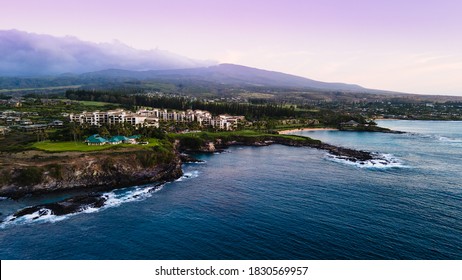 Kapalua Bay Aerial Sunset In Maui Hawaii