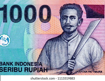 Kapitan Pattimura. Portrait From Indonesia 1000 Rupiah 2009 Banknotes. 