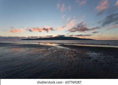 Kapiti Coast Beach View At Sunset