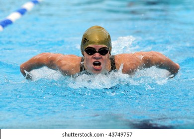 KAPOSVAR, HUNGARY - JUNE 18: Unidentified competitor swims at the Hungarian Country Championship on June 18, 2008 in Kaposvar, Hungary.