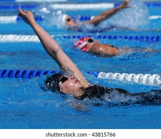 KAPOSVAR, HUNGARY - JUNE 18: Unidentified competitors swim at the Hungarian Country Championship on June 18, 2008 in Kaposvar, Hungary.