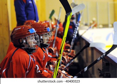 KAPOSVAR, HUNGARY - NOVEMBER 6: Russian Players Are At A Ice Hockey Match With Hungarian And Russian Youth National Team, November 6, 2009 In Kaposvar, Hungary.