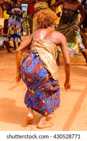 KARA, TOGO - MAR 11, 2012:  Unidentified Togolese Woman In A Traditional Dress Dances The Religious Voodoo Dance. Voodoo Is The West African Religion