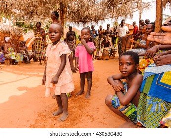 KARA, TOGO - MAR 11, 2012:  Unidentified Togolese Children In Traditional Dress Dance The Religious Voodoo Dance. Voodoo Is The West African Religion