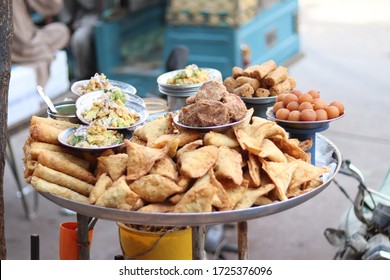 Karachi Pakistan 2019, Different Street Foods In One Plate, Local Street Food,  Ramadan