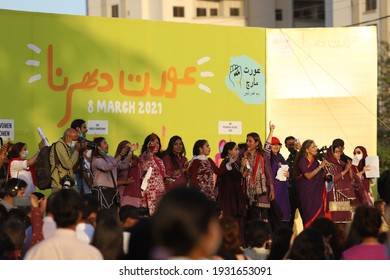 Karachi Pakistan 8th March 2021, Aurat March At Frere Hall Karachi, International Women's Day, Aurat Dharna, Activist, Human Rights