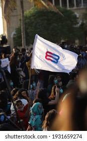 Karachi Pakistan 8th March 2021, Aurat March At Frere Hall Karachi On International Women's Day, Play Cards In Hand