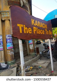 Karachi Pakistan - Sep 2019: A wooden plan written Karachi the place to be